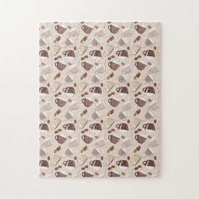 Puzzle Coffee Time Cups Brown Grains Caffeine Lover Drink (Vertical)