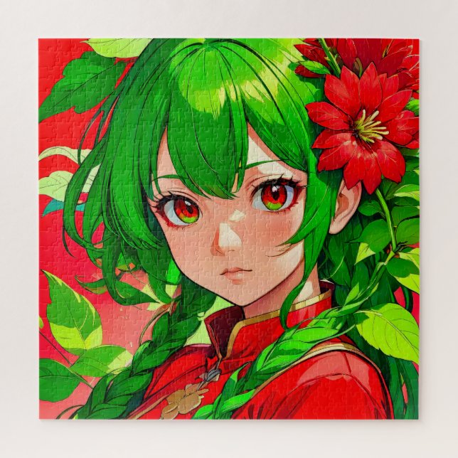 Puzzle Coiffure verte attrayante (Vertical)