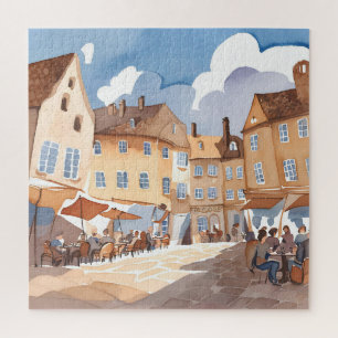Puzzle Coin de ville européenne   Peinture à l'aquarelle