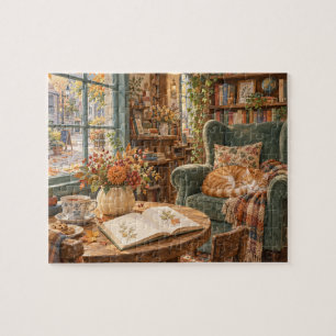 Puzzle Coin lecture de librairie automnale confortable po