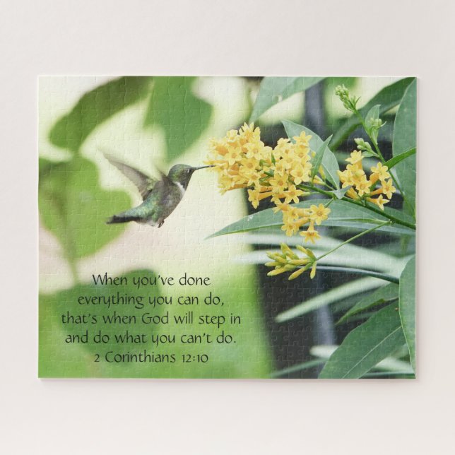 Puzzle Colibri à Blossoms, Verse des Écritures (Horizontal)