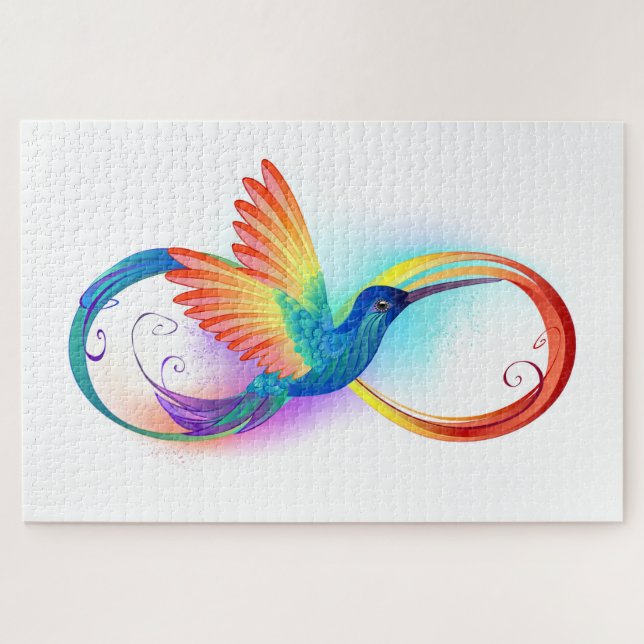 Puzzle Colibri arc-en-ciel avec symbole Infinity (Horizontal)