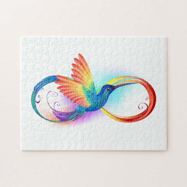 Puzzle Colibri arc-en-ciel avec symbole Infinity (Horizontal)