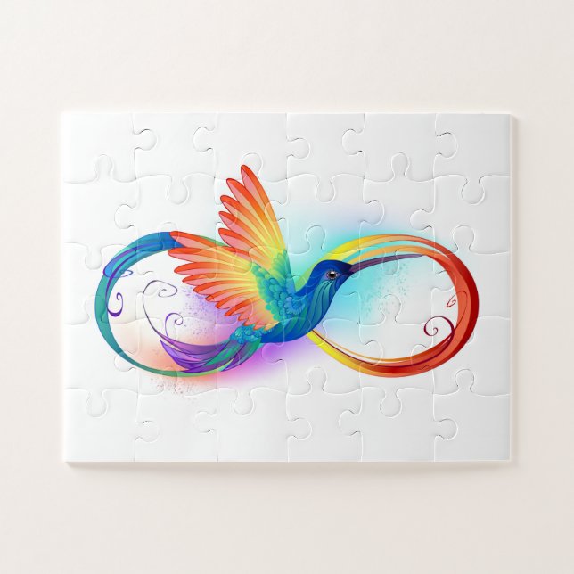 Puzzle Colibri arc-en-ciel avec symbole Infinity (Horizontal)