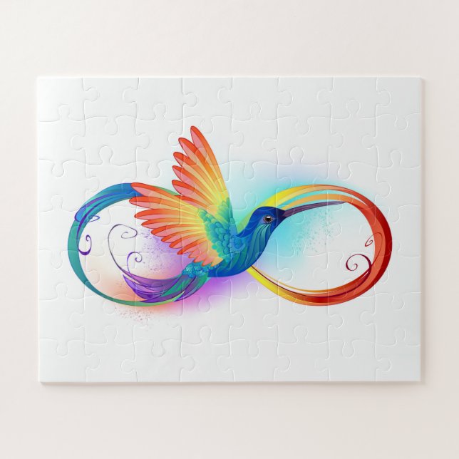 Puzzle Colibri arc-en-ciel avec symbole Infinity (Horizontal)