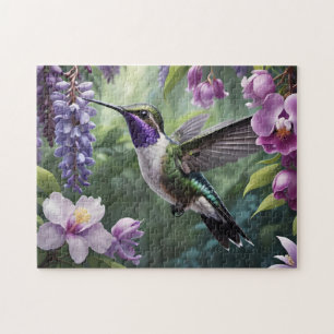 Puzzle Colibri dans le jardin fleuri