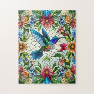 Puzzle Colibri élégant avec effet de vitrail