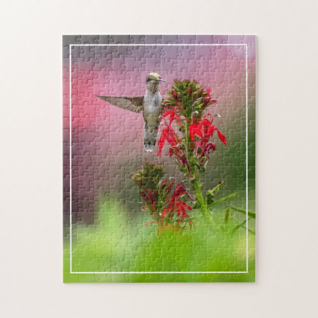 Puzzle Colibri Et Fleur Cardinale (Vertical)
