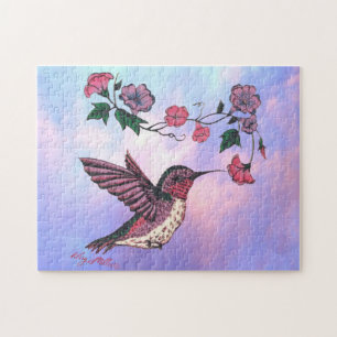 Puzzle Colibri Et Fleurs