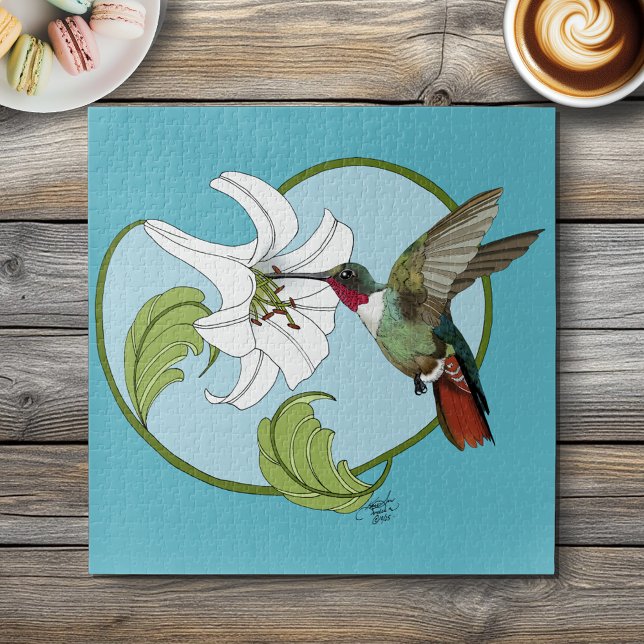 Puzzle Colibri Lily Blue Art Nouveau  (Créateur téléchargé)