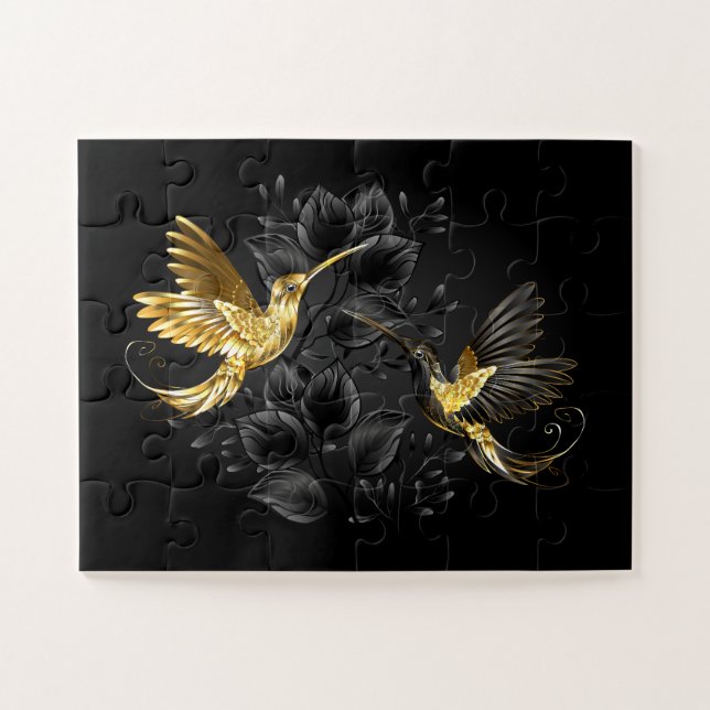 Puzzle Colibri noir et or (Horizontal)