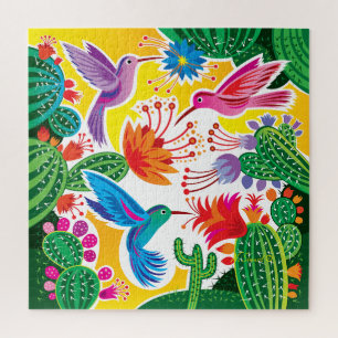 Puzzle Colibris et cactus en fleurs