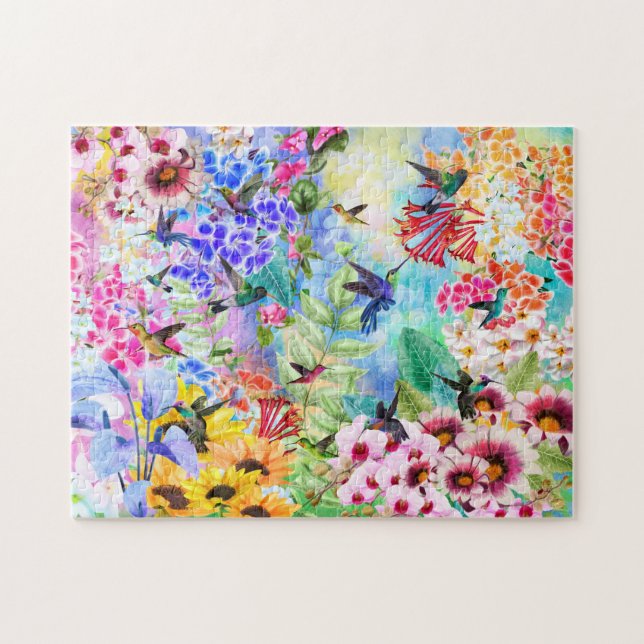 Puzzle Colibris et fleurs (Horizontal)