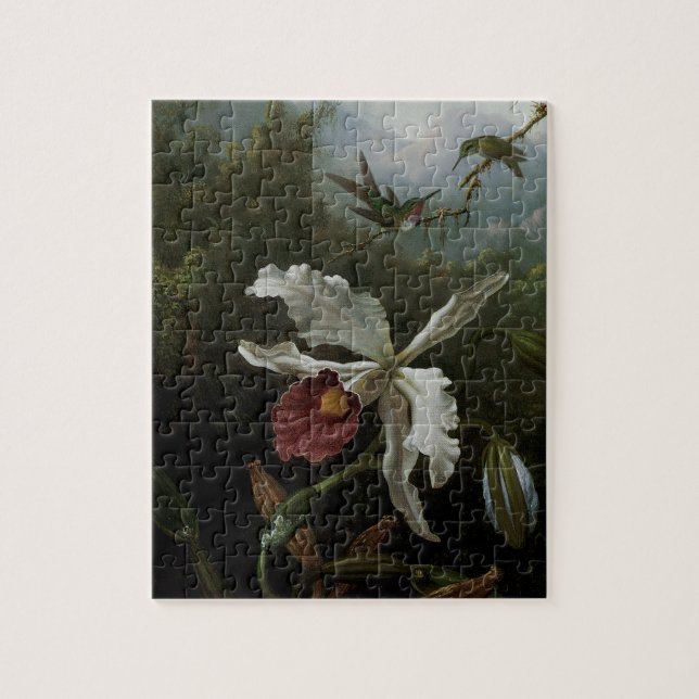 Puzzle Colibris et Orchidée blanche de Martin J. Heade (Vertical)