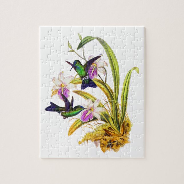 Puzzle Colibris et orchidées pourpres (Vertical)