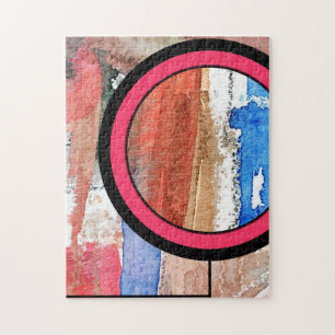 Puzzle collage d'art abstrait, médias mélangés et