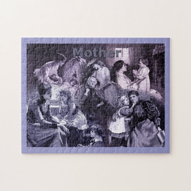 Puzzle Collage d'art vintage de mère et d'enfants (Horizontal)