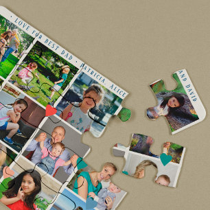 Puzzle collage de 12 photos AMOUR pour MEILLEUR PÈRE écri