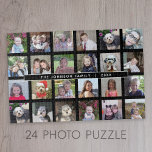 Puzzle Collage de 24 Modèles photo avec texte personnalis<br><div class="desc">Un modèle avec 24 photos. Pour obtenir de meilleurs résultats,  utilisez des photos recadrées carrés. Pour modifier la couleur arrière - plan,  cliquez sur l'option personnaliser et choisissez une nouvelle couleur arrière - plan.</div>