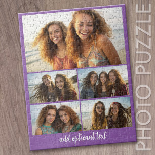 Puzzle Collage de 5 photos minimal moderne avec texte