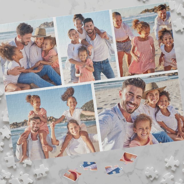 Puzzle Collage de 5 photos personnalisé (Personalized 5 Photo Collage Jigsaw Puzzle)