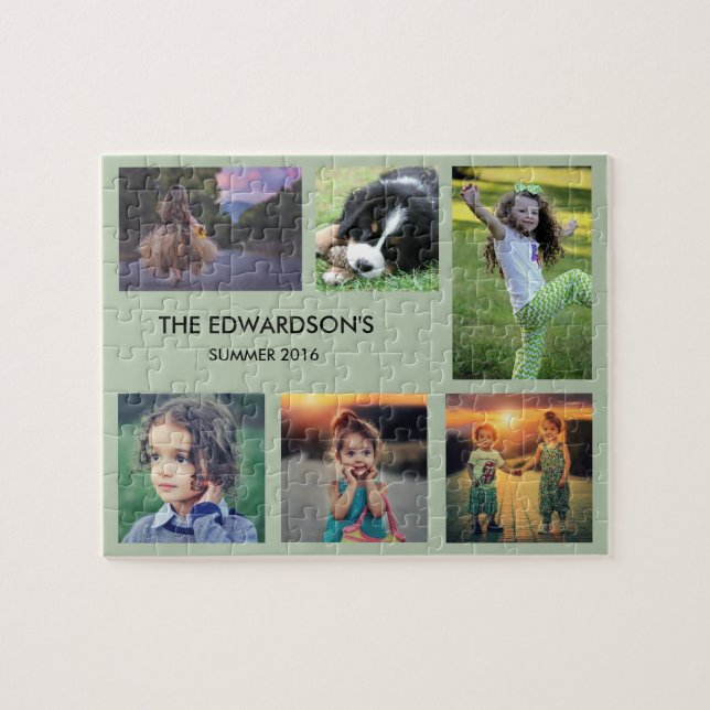 Puzzle Collage de famille 6 photos et noms de famille (Horizontal)