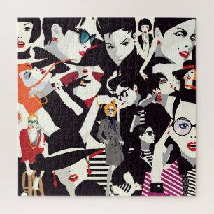 Puzzle Collage de filles à la mode : pop art