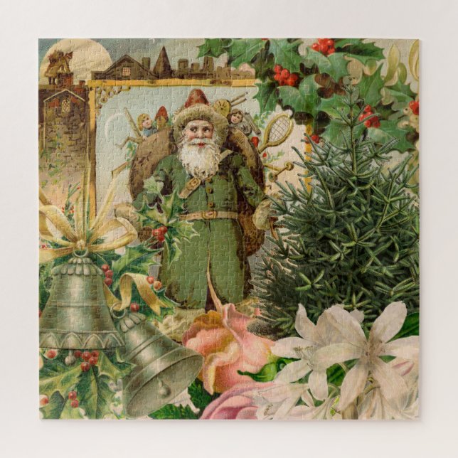 Puzzle Collage de Noël Père Noël vert de l'ancien monde A (Vertical)