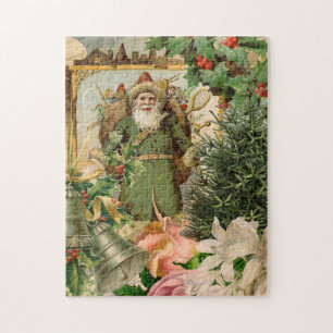 Puzzle Collage de Noël Père Noël vert de l'ancien monde A