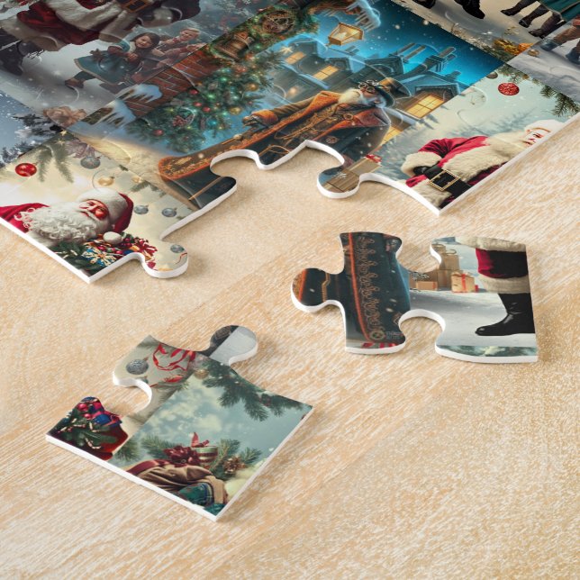 Puzzle Collage de Noël Vintage | Fêtes rétro (Côté)