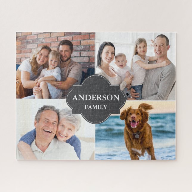 Puzzle Collage de photos avec nom de famille et multiples (Horizontal)