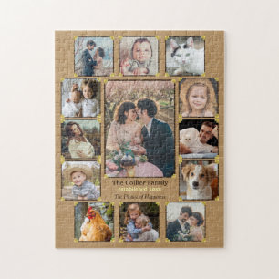 Puzzle Collage de photos de famille Rustic Burlap 13 phot