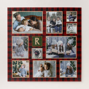 Puzzle Collage de photos de la famille Monogramme Plaid R