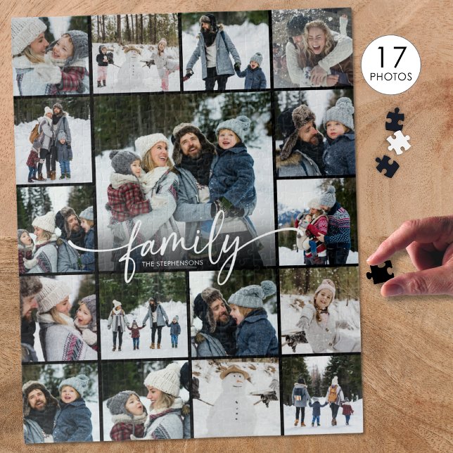 Puzzle Collage de photos de nom de famille Écriture moder (Créateur téléchargé)
