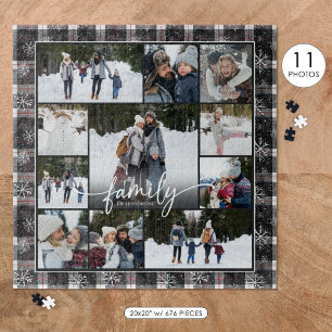 Puzzle Collage de photos de nom de famille Plaid d'hiver