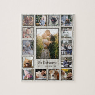 Puzzle Collage de photos familiales 15 Photos Nom Wood Gr