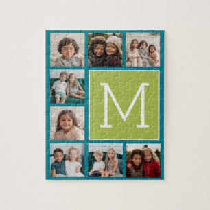 Puzzle Collage de photos Instagram Monogramme - Bleu et c