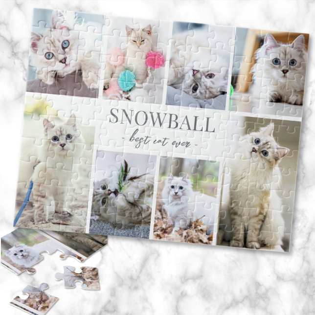 Puzzle Collage de photos personnalisées d'animaux de comp (Simple Cat Pet Photo Collage jigsaw puzzle)