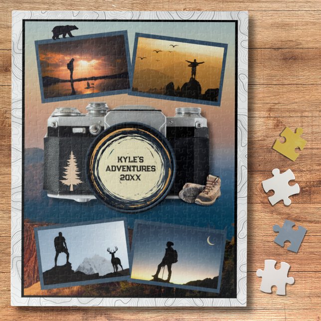 Puzzle Collage de photos souvenir de voyage d'aventure (Capture the rugged spirit of the trail with this unique Hiking Adventure Photo Puzzle)