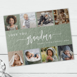 Puzzle Collage de photos vert sauge « Je t'aime grand-mèr