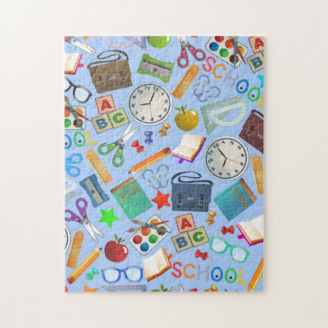 Puzzle Collage des fournitures scolaires (Vertical)