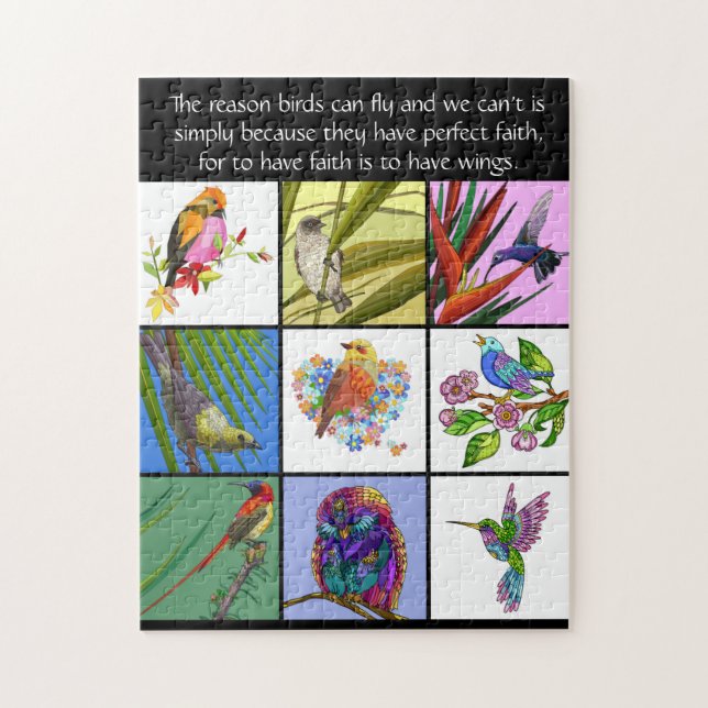 Puzzle Collage d'oiseaux et citation, Amateurs d'oiseaux (Vertical)