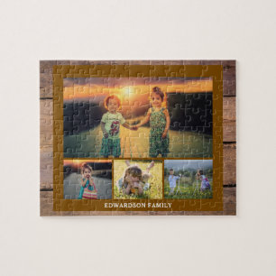 Puzzle Collage familial 4 photos et nom de famille