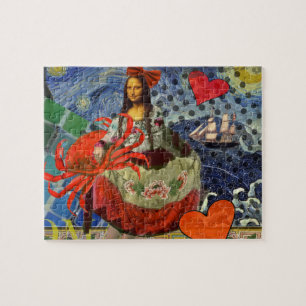 Puzzle Collage Nuit étoilée de Mona Lisa : Surréalisme fa
