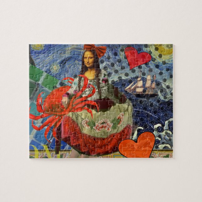 Puzzle Collage Nuit étoilée de Mona Lisa : Surréalisme fa (Horizontal)