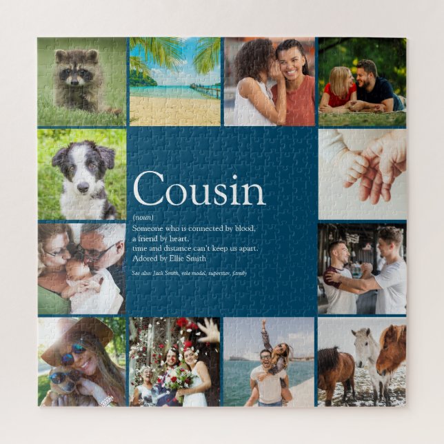 Puzzle Collage Photo Bleu Fun Meilleur Cousin Ever Défini (Vertical)