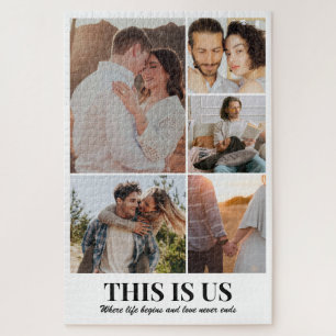 Puzzle Collage photo d'amour de couple personnalisé 5 pho