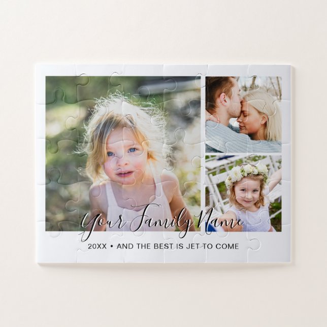 Puzzle Collage photo de famille moderne simple script (Horizontal)
