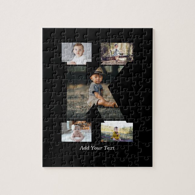 Puzzle Collage photo en lettres noir et blanc K (Vertical)