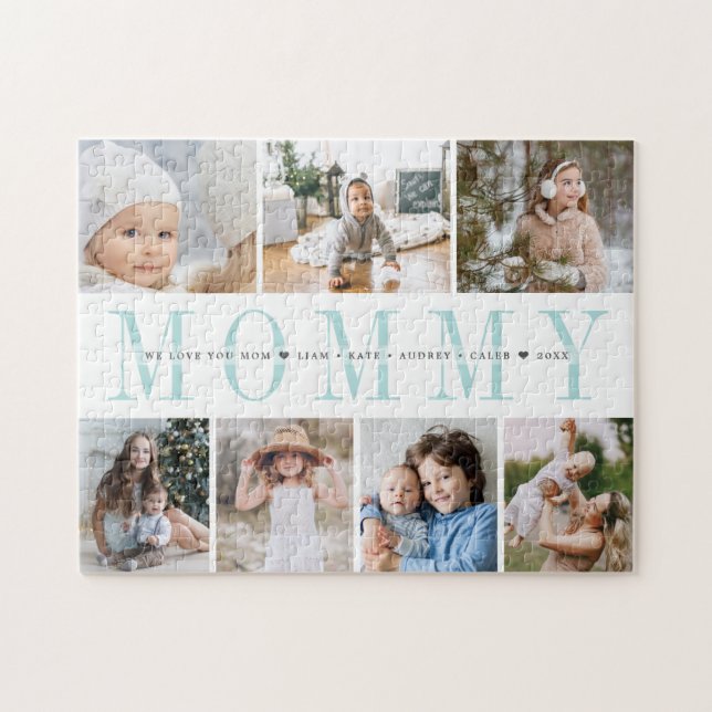 Puzzle Collage Photo Enfants Mommy 7 Personnalisé (Horizontal)